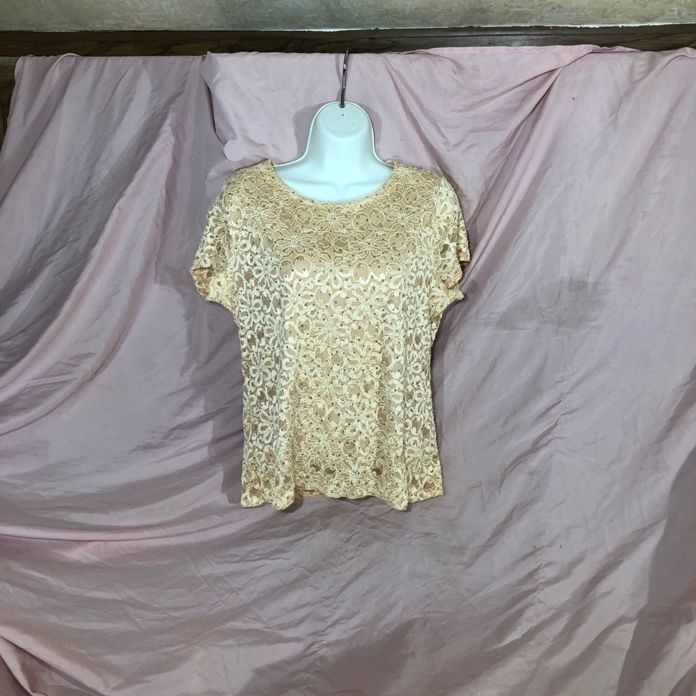Sequin and Lace Blouse in Cream